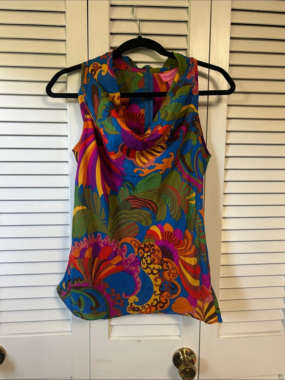 Banana Republic Multicolor Cowl Neck Tank - Blue, Pink, Orange, Green